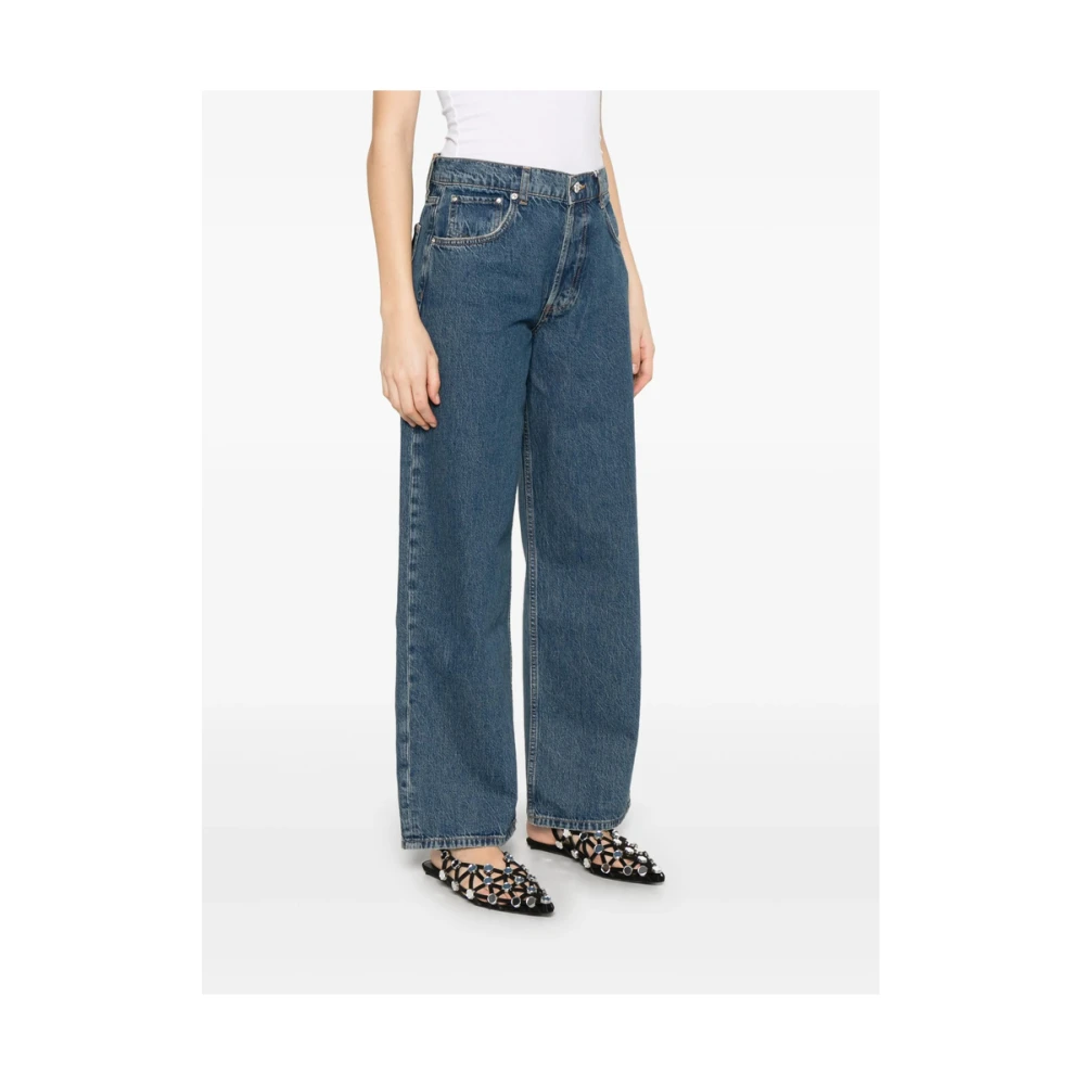 Anine Bing Klassieke Blauwe Jeans met Knoopsluiting Blue Dames