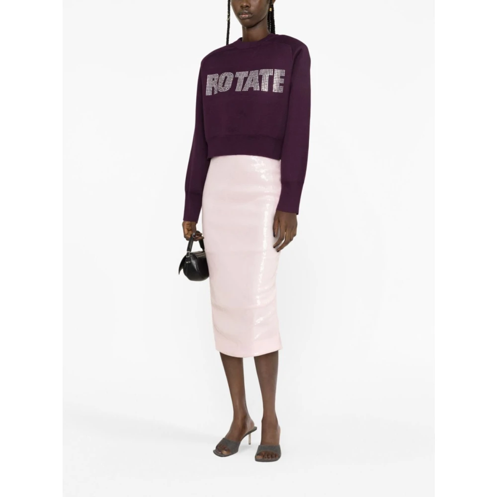 Rotate Birger Christensen Cropped Gebreide Jumper Purple Dames