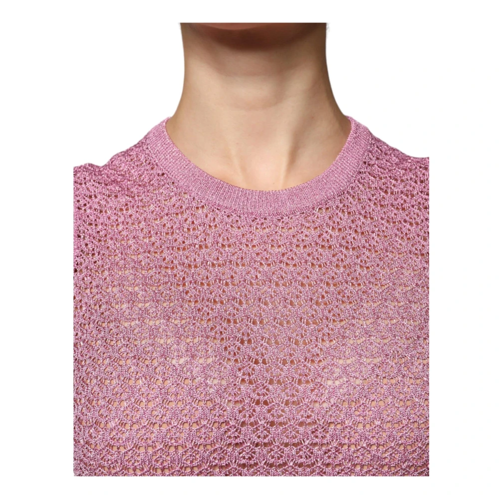 Dolce & Gabbana Roze Mesh Mouwloze Tanktop Pink Dames