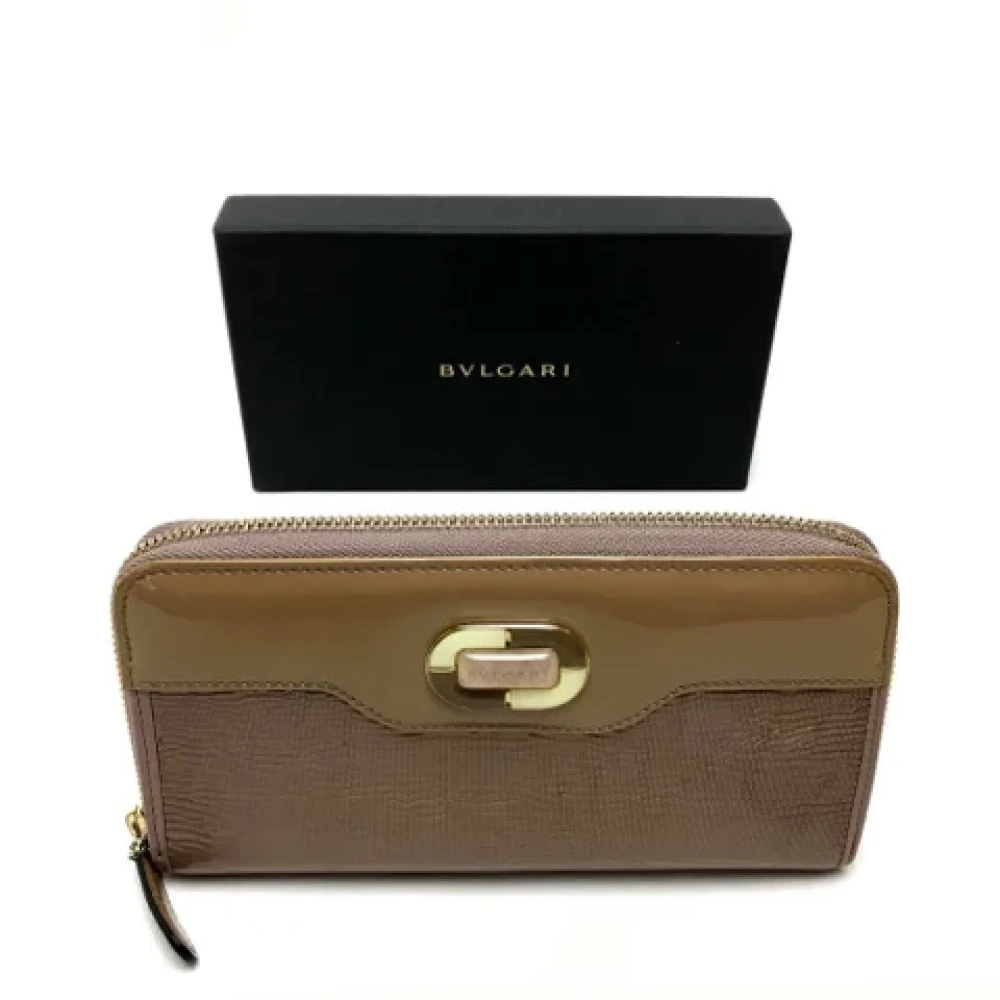 Bvlgari Vintage Pre-owned Leather wallets Beige Dames