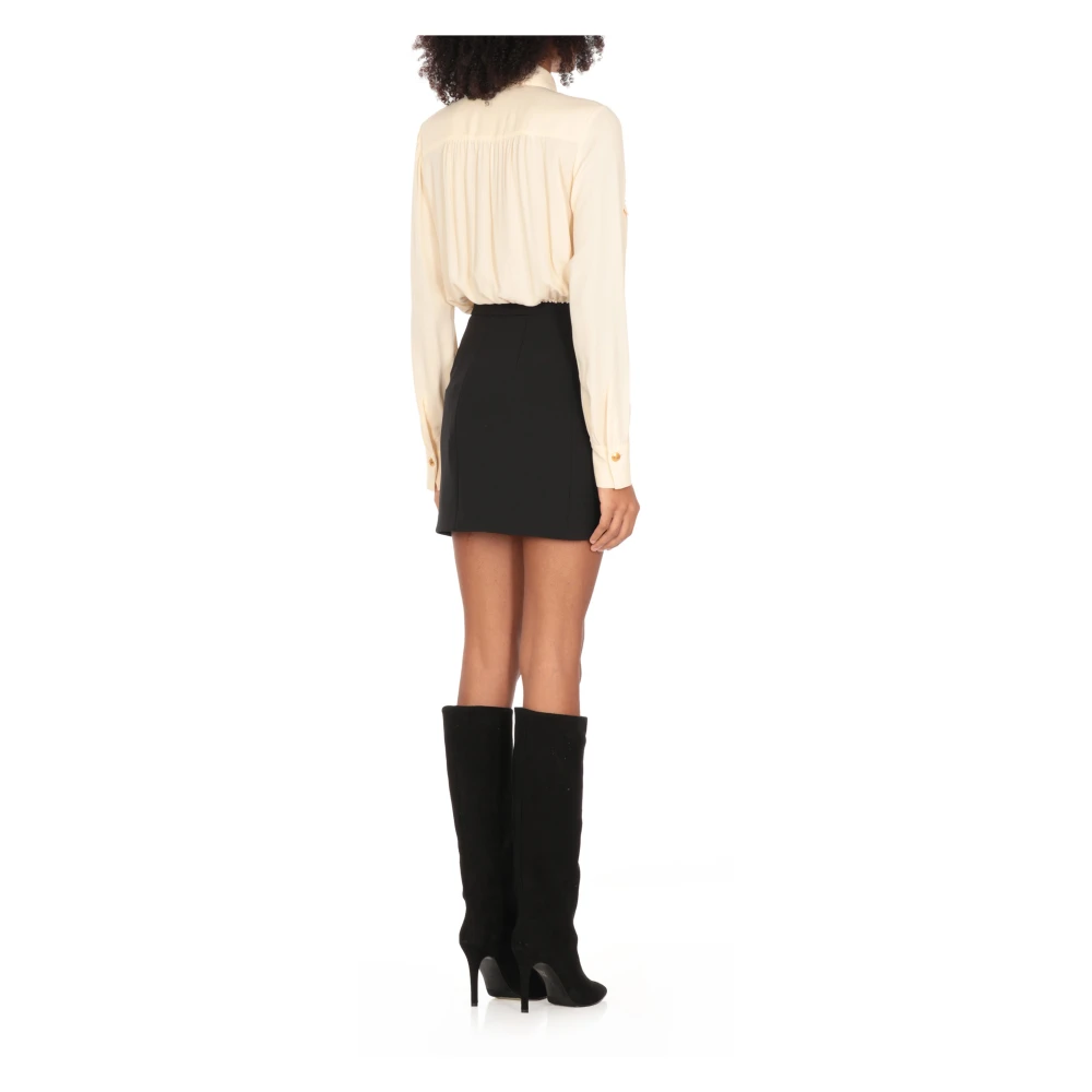 Elisabetta Franchi Natuurlijke Viscose Cropshirt met Sjaal Beige Dames