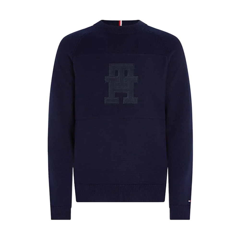 Tommy Hilfiger Bomull Man Tröja Höst/Vinter Kollektion Blue, Herr