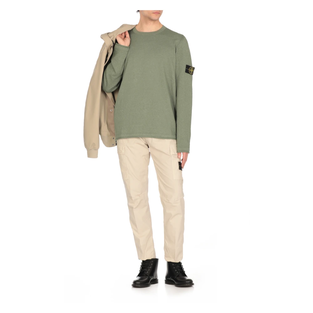 Stone Island Groene Katoenen Trui met Logopatch Green Heren