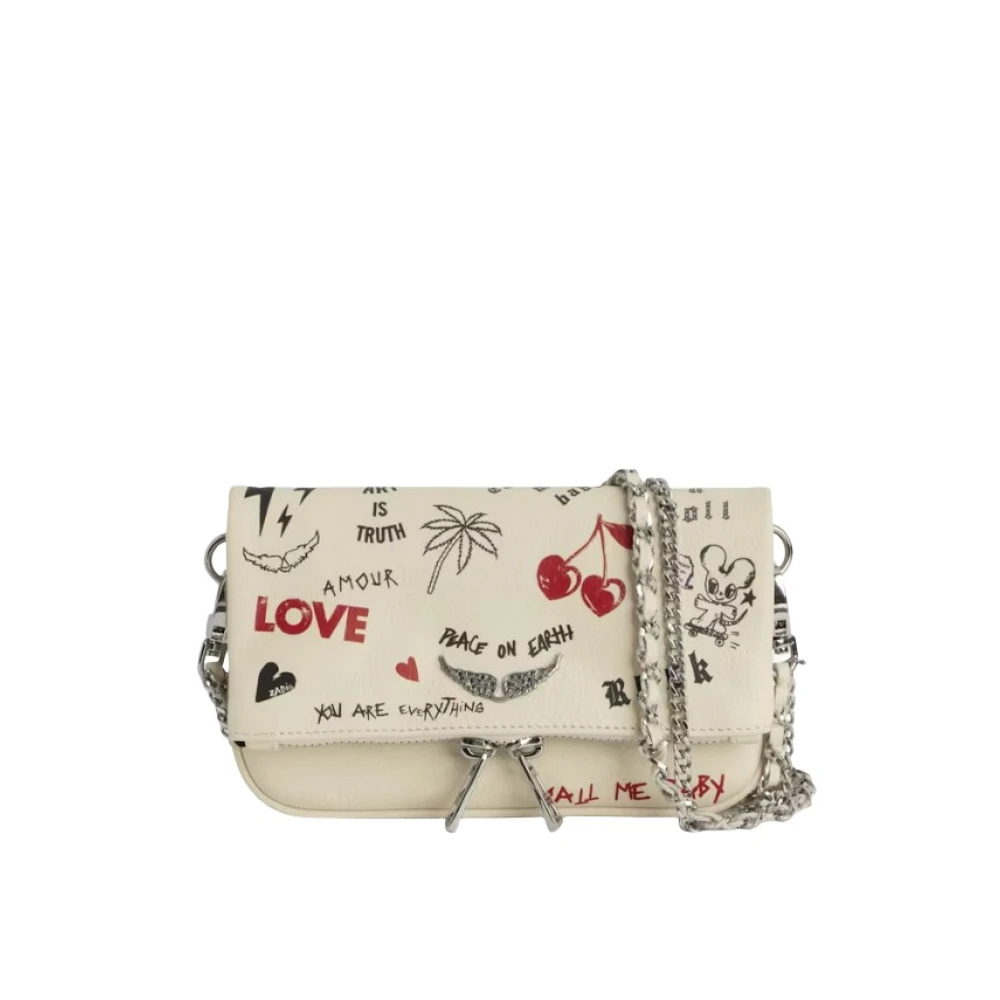 Zadig & Voltaire Love Tag Textuur Leren Clutch Tas Beige Dames