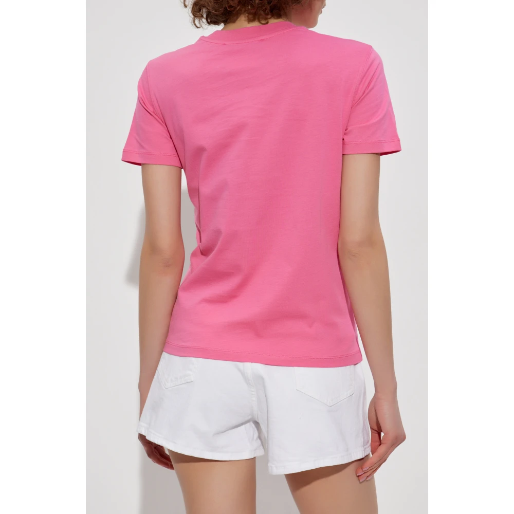 Versace Jeans Couture T-shirt met bedrukt logo Pink Dames