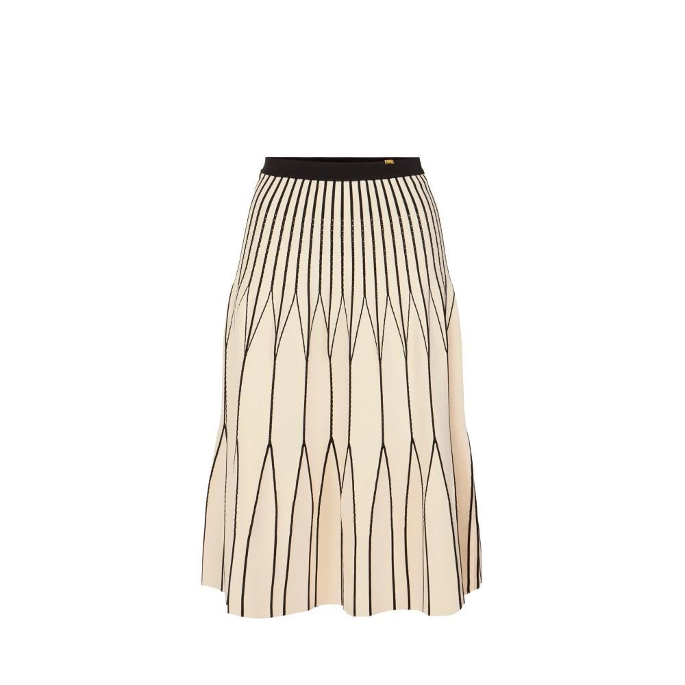 Elisabetta Franchi Beige Midi Skirts, Female, Xs, Two-Tone Pleated Knit Midi Skirt
