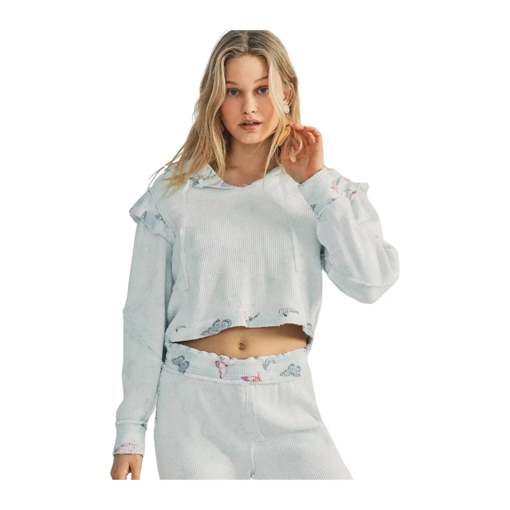 Loveshackfancy Vlinder Box Fit Hoodie Ciel Blue Dames