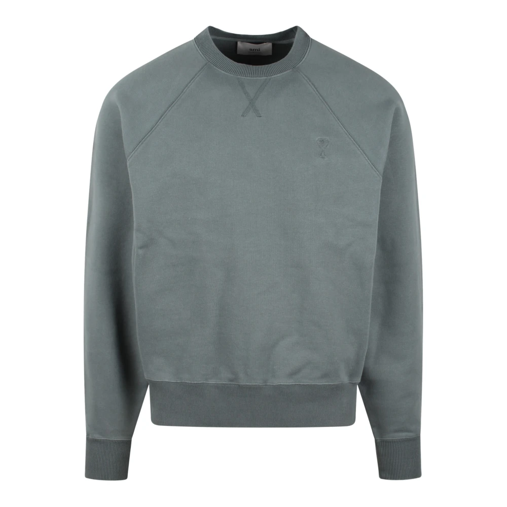 Ami Paris Tonal Heart Geborduurde Sweatshirt Green Heren