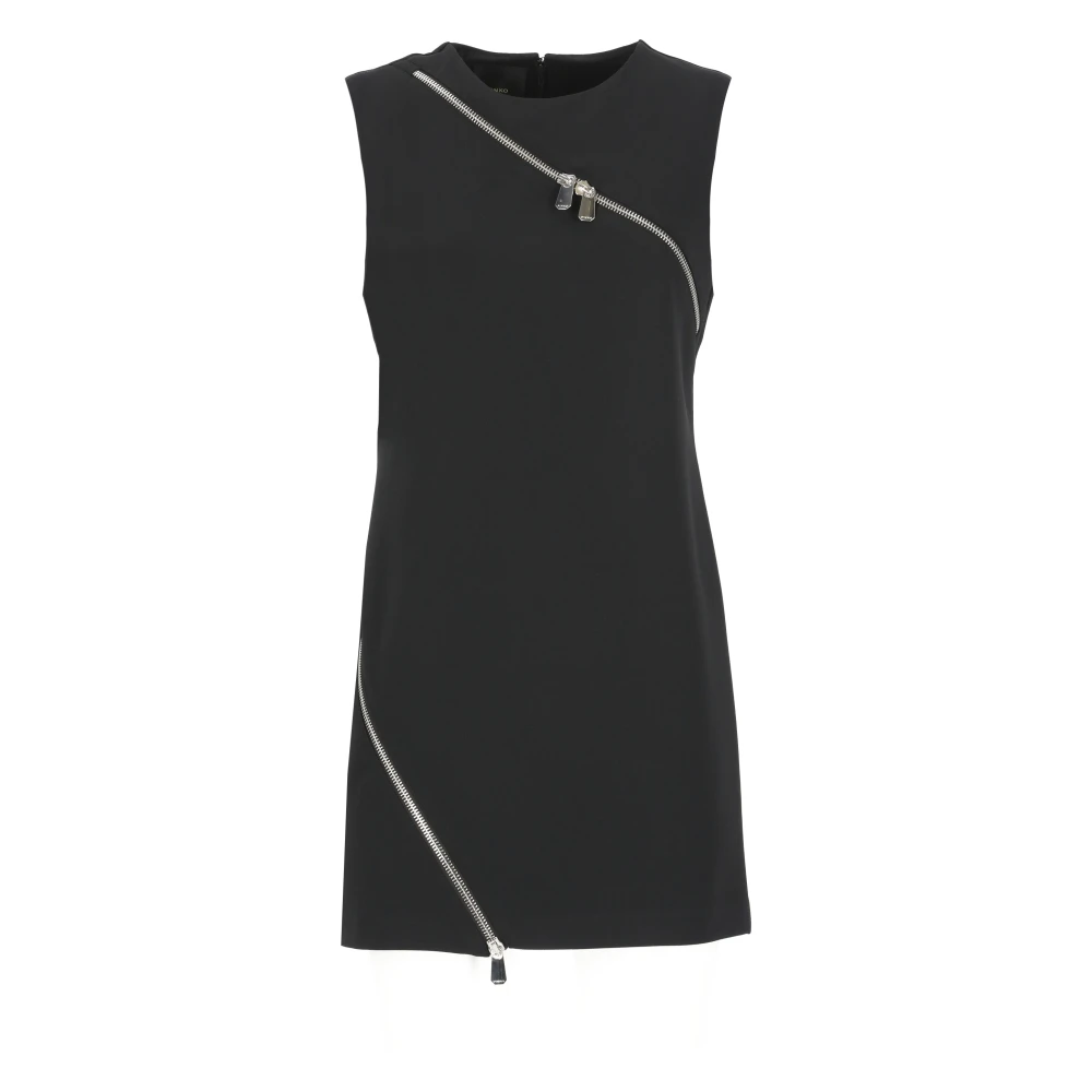 Pinko Women's Black Sleeveless Dress With Asymmetric Zip - Short Dresses - Xl - Dresses