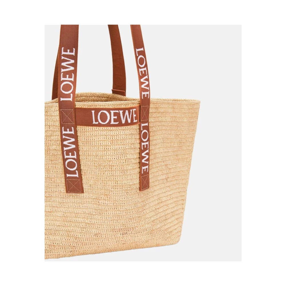 Loewe Fold Shopper Raffia Tas Beige Dames