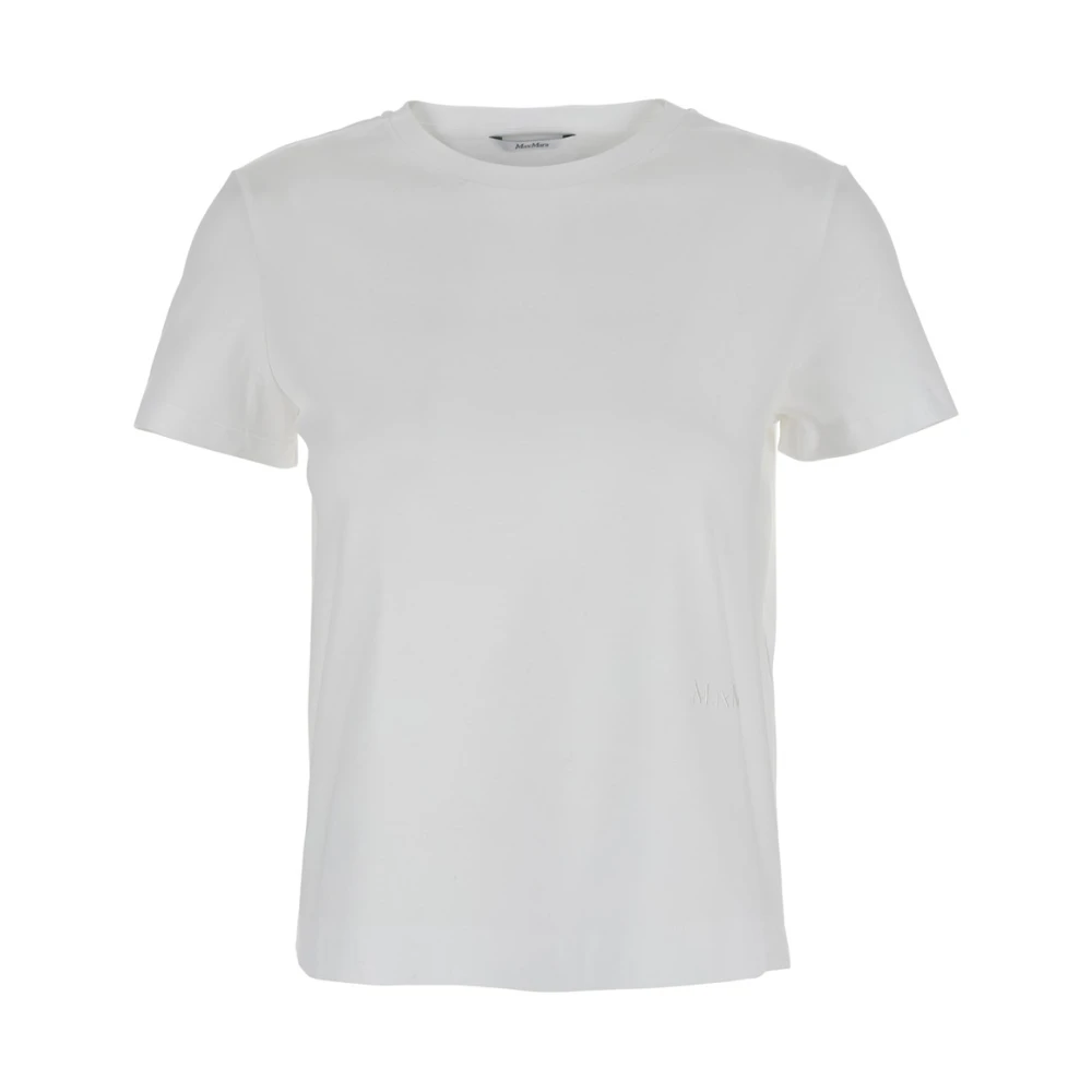 Max Mara Women's White Crewneck T-Shirt With Logo - T-Shirts - Xs - Tops