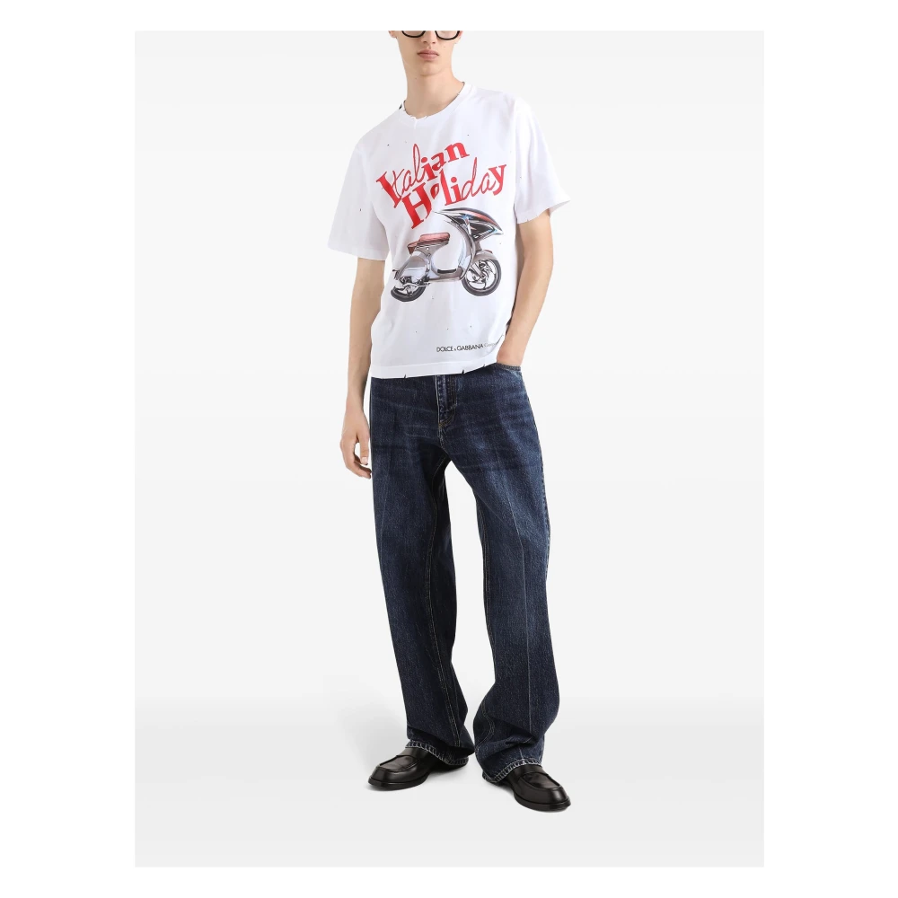 Dolce & Gabbana Optisch Wit T-Shirt White Heren