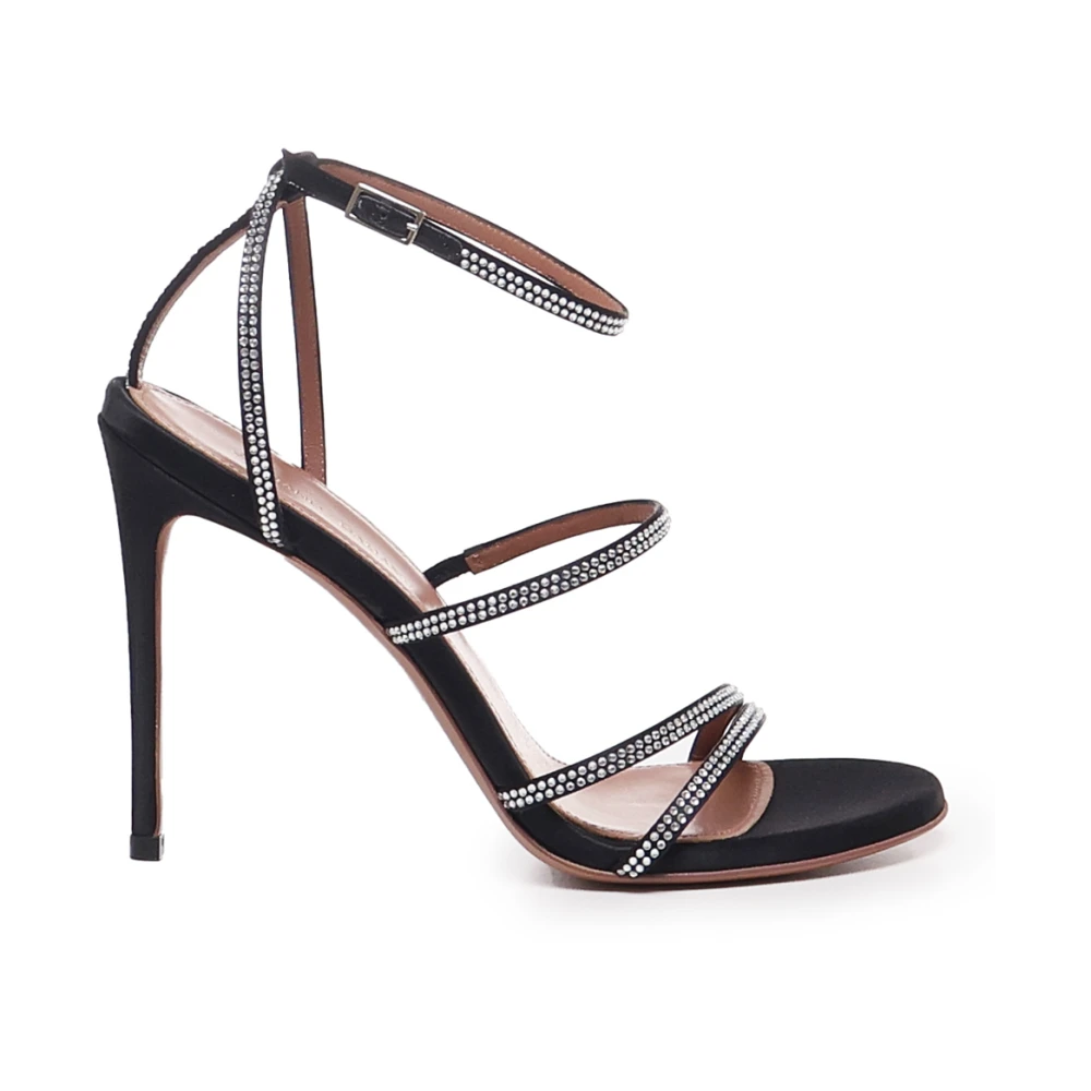 Giuliano Galiano Black High Heel Sandals, Female, 6 Uk, Satin Rhinestone Mary Sandals