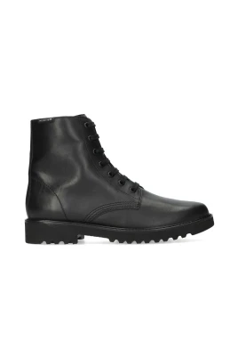 Svart läder dam ankel boot