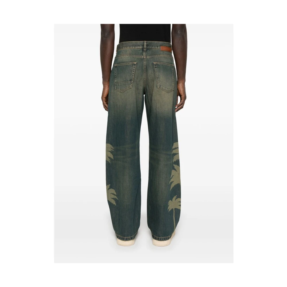 Palm Angels Poederblauwe Jeans met Klassieke Stijl Black Heren
