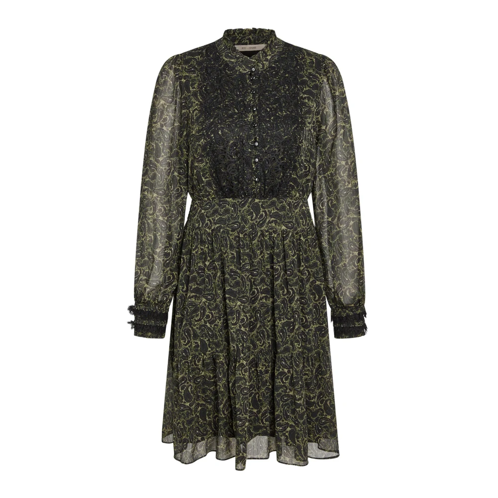 RUE de Femme Groene Eliza Jurk met Kant Details Green Dames