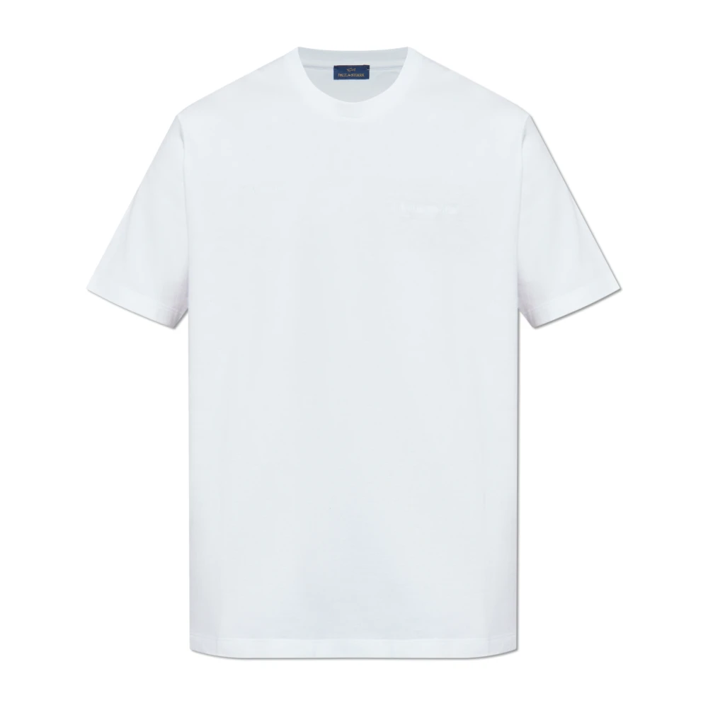 Paul & Shark White T-Shirts, Male, S, T-Shirt With Embroidered Logo