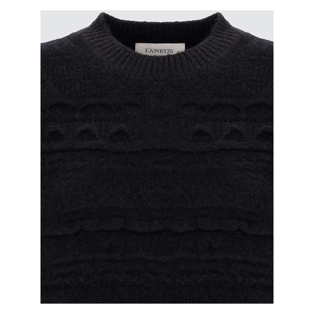 Laneus Ronde Hals Jacquard Trui Black Dames