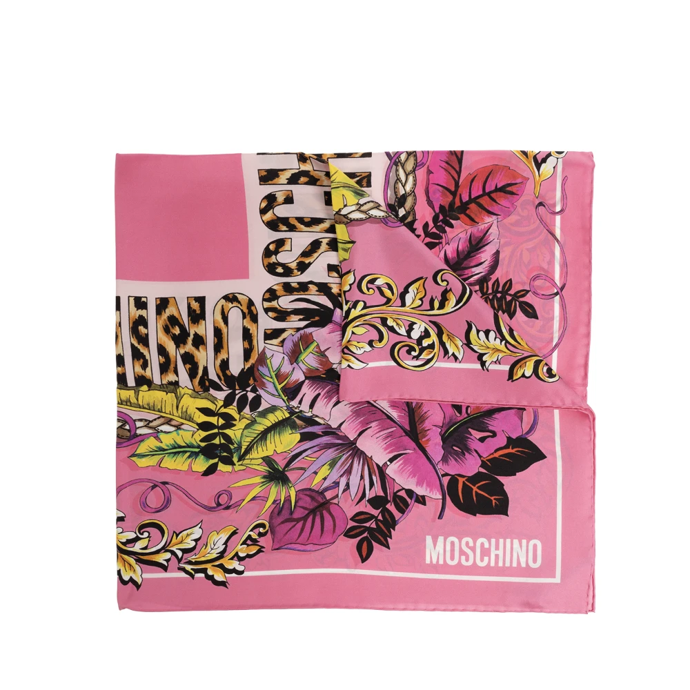 Moschino Bedrukte zijden sjaal Pink Unisex