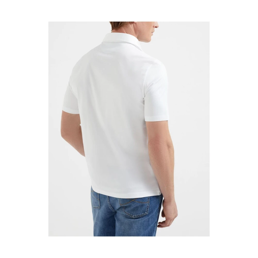 BRUNELLO CUCINELLI Witte Katoenen Polosweater White Heren