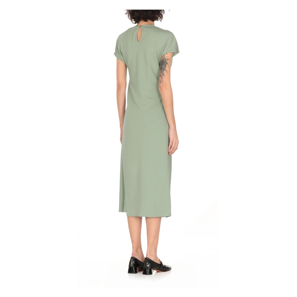 Lanvin Groene viscose jurk met draperie detail Green Dames