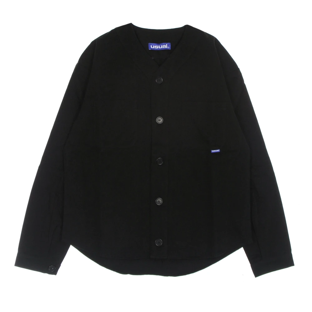 Usual Zwarte V-Hals Lange Mouw Shirt Black Heren