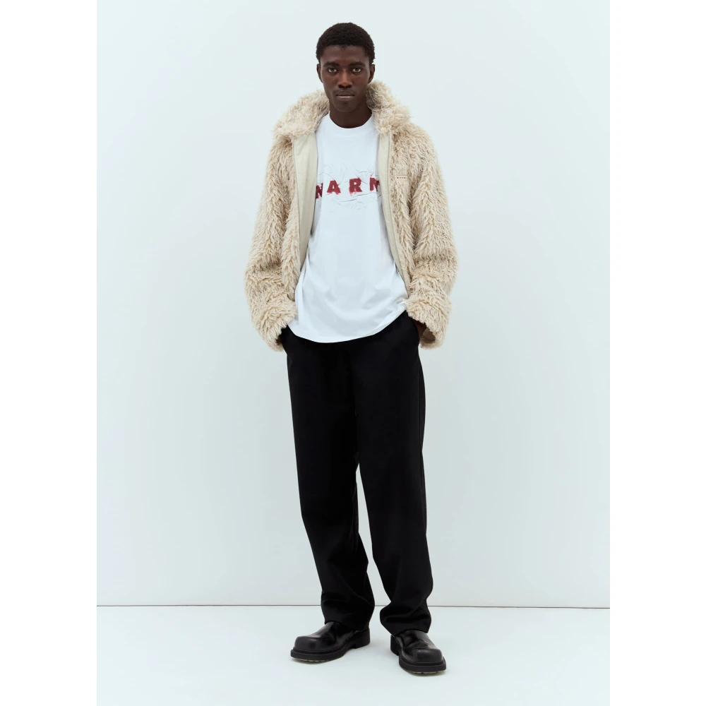 Marni Logo Print T-Shirt van katoenen jersey White Heren