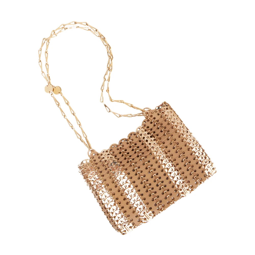 Paco Rabanne Gouden Vierkante Tas met Dubbele Band Yellow Dames