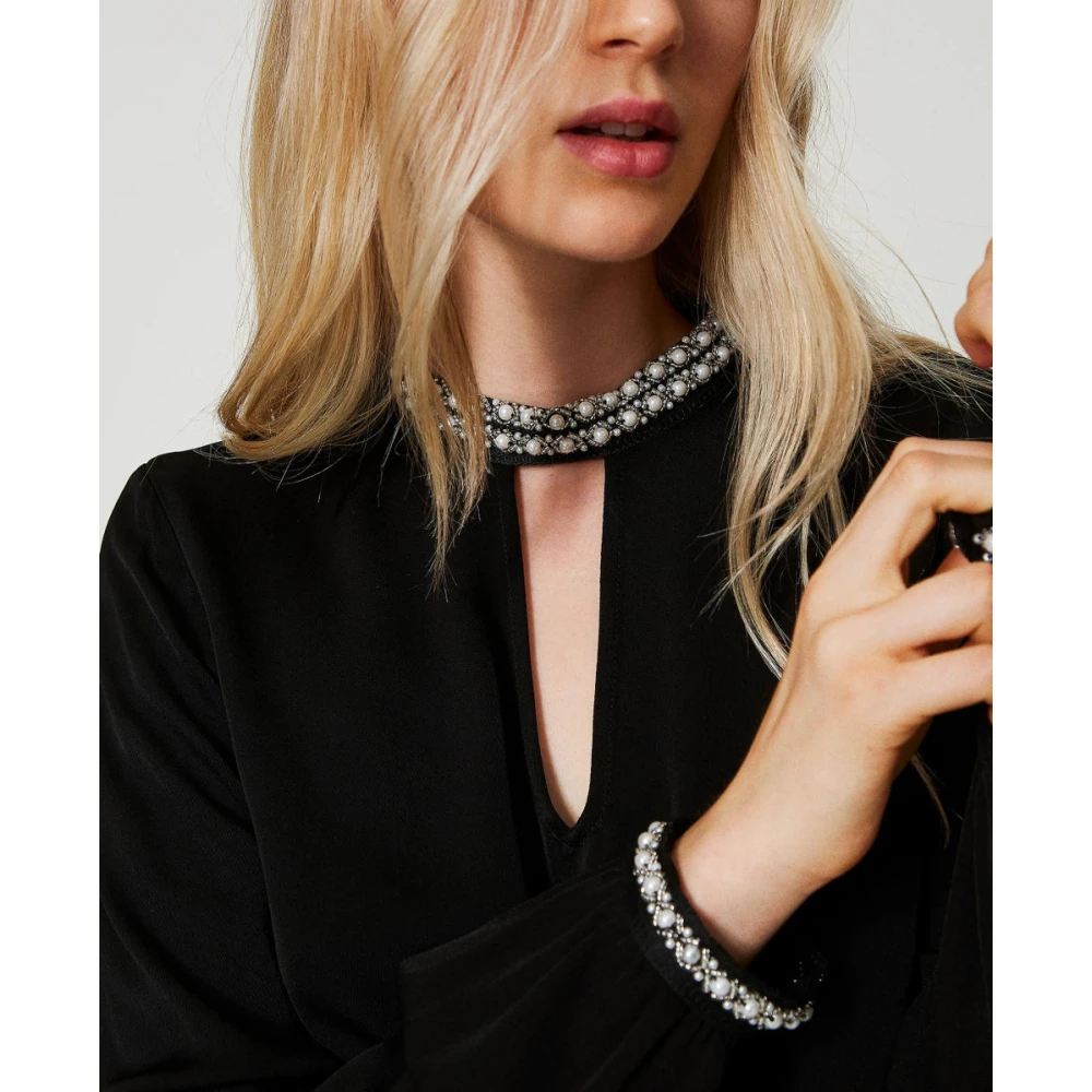 Twinset Zwart Geborduurd Overhemd Black Dames