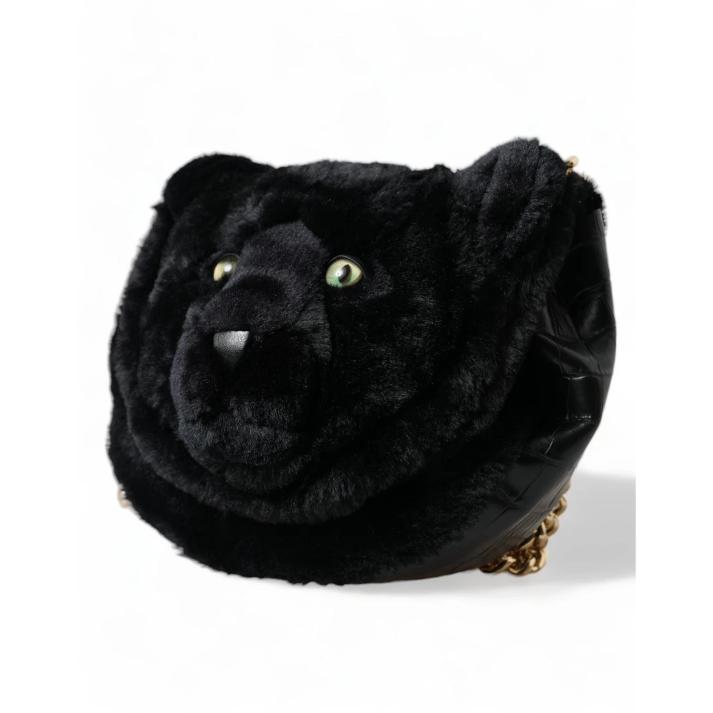 Dolce & Gabbana Exclusieve Panther Schoudertas met Krokodillenprint Black Dames
