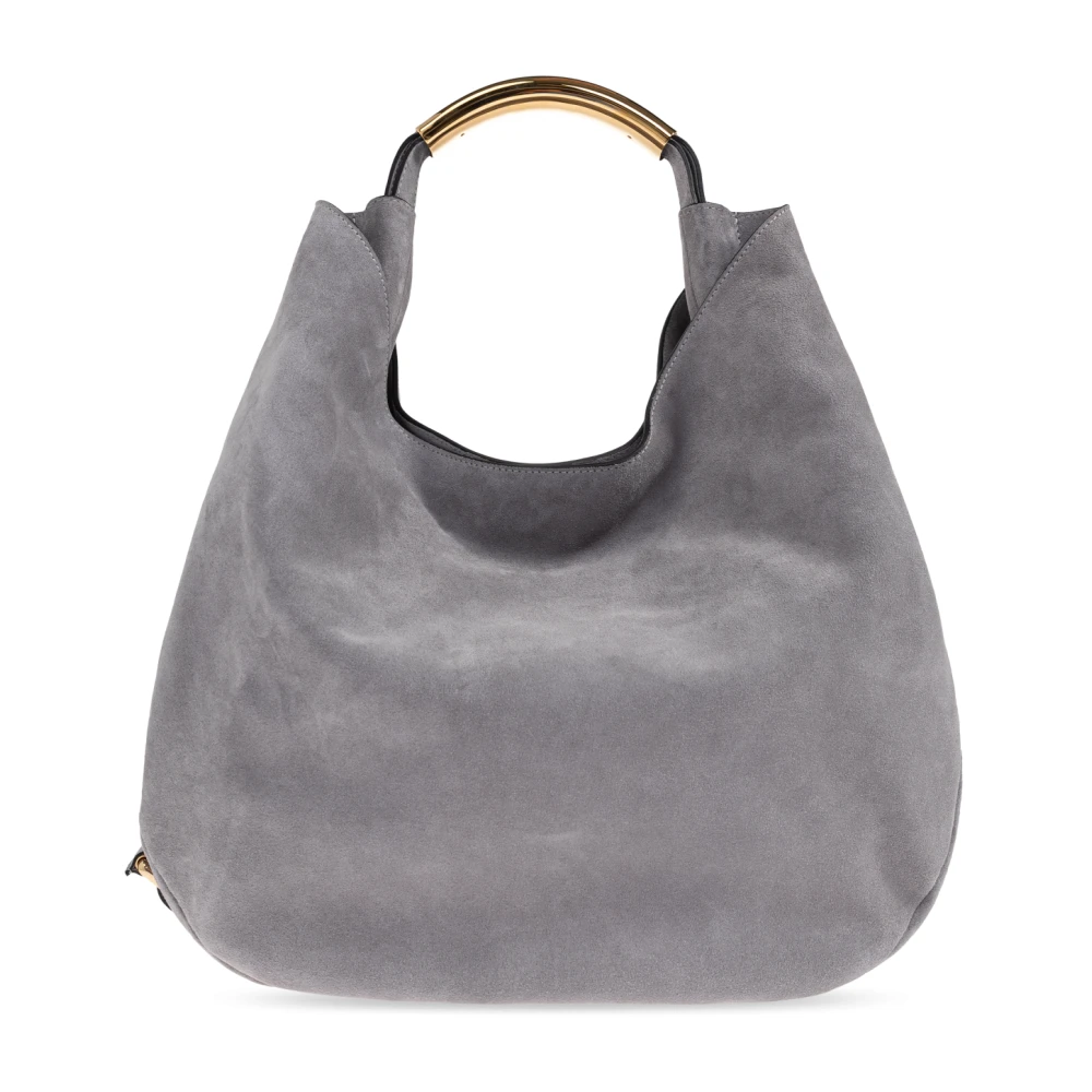 Moschino Women's Gray Handle Me Suede Handbag - Handbags - One Size - Bags