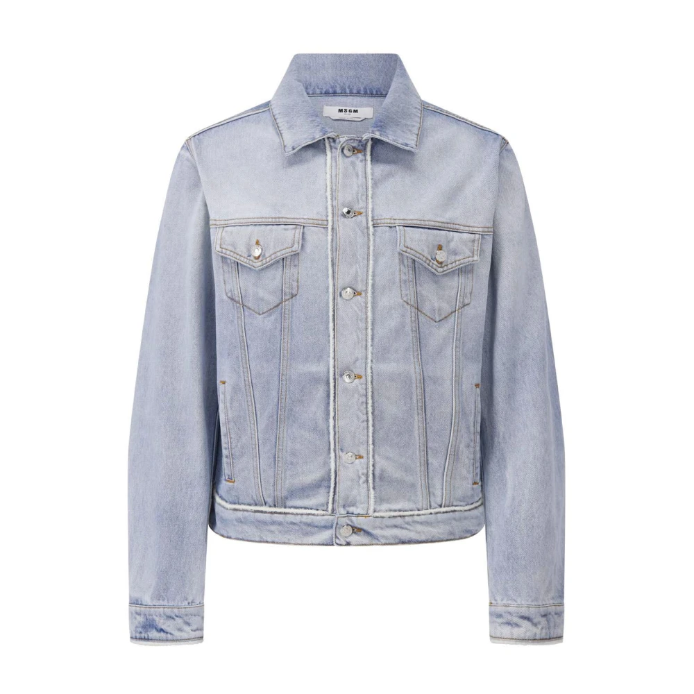 Msgm Oversized Denim Jack Blue Heren