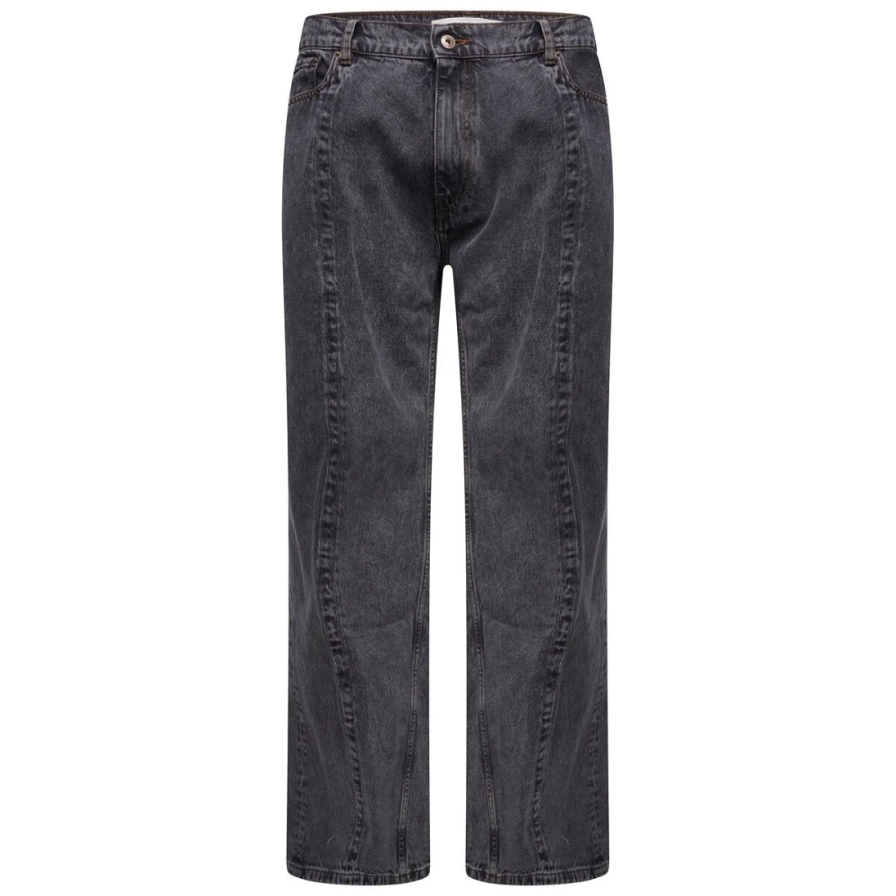 Y Project Zwarte Wire Jeans met Verticale Naad Black Dames