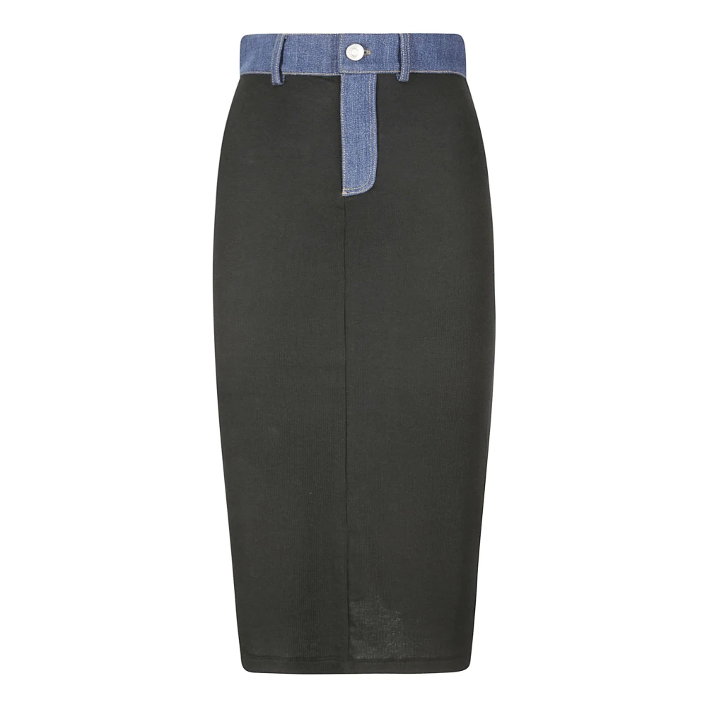 Coperni Rib Denim Midi Rok Black Dames