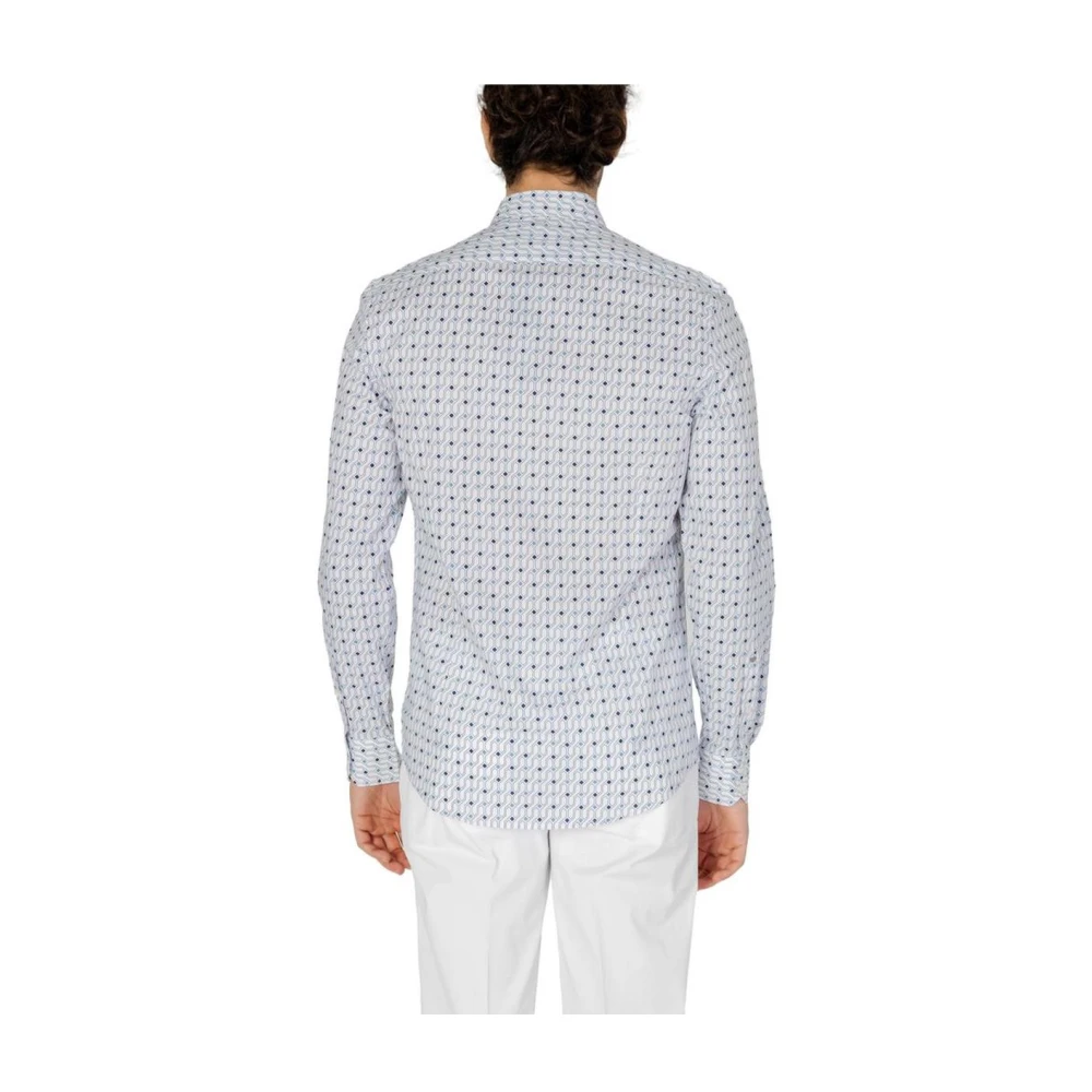 Antony Morato Blauw Geometrisch Print Langemouw Overhemd Blue Heren