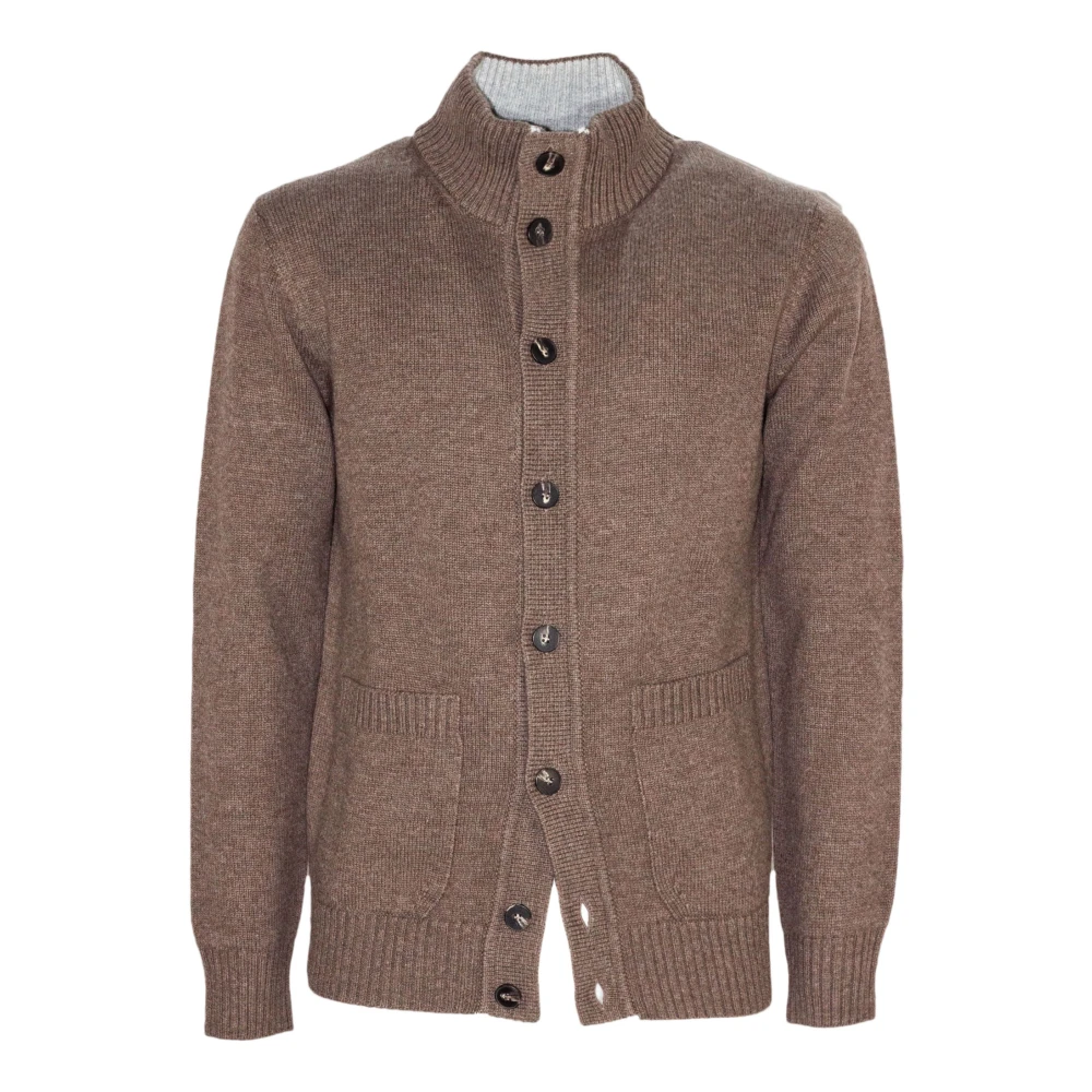 Kangra Bruine Wol Kasjmier Vest Hoge Kraag Brown Heren