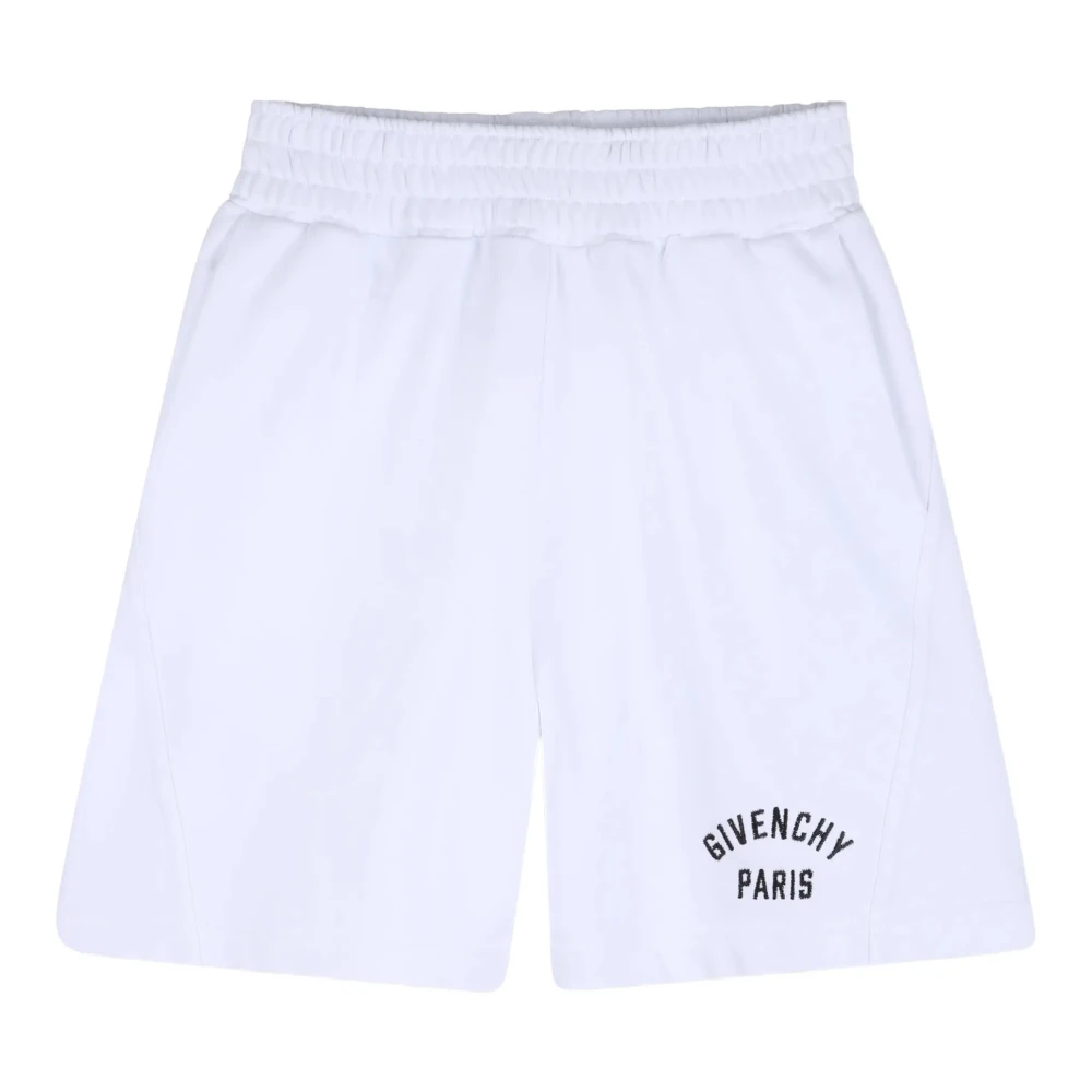 Givenchy Men's White Embroidered Logo Shorts