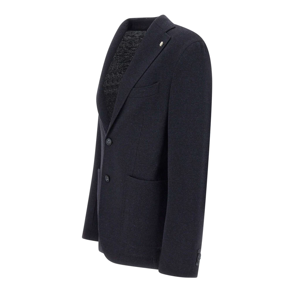 Manuel Ritz Blauwe Textuur Blazer met Revers Blue Heren