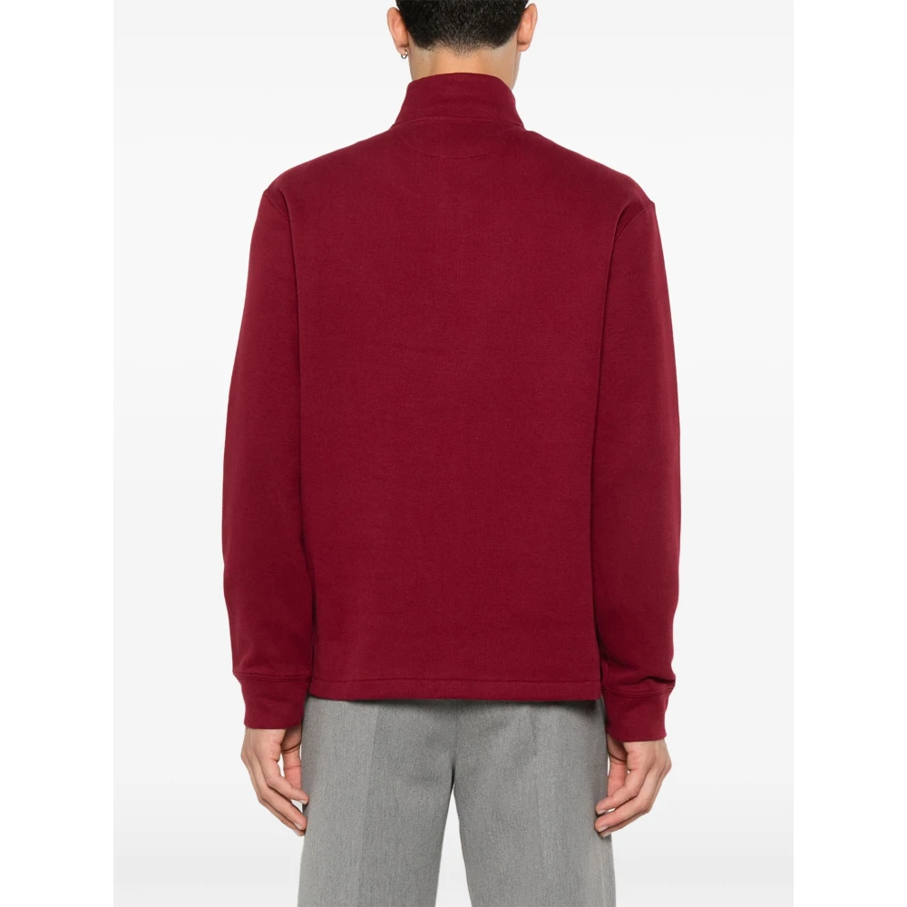 Polo Ralph Lauren Geborduurde Katoenen Half-Zip Gebreide kleding Red Heren