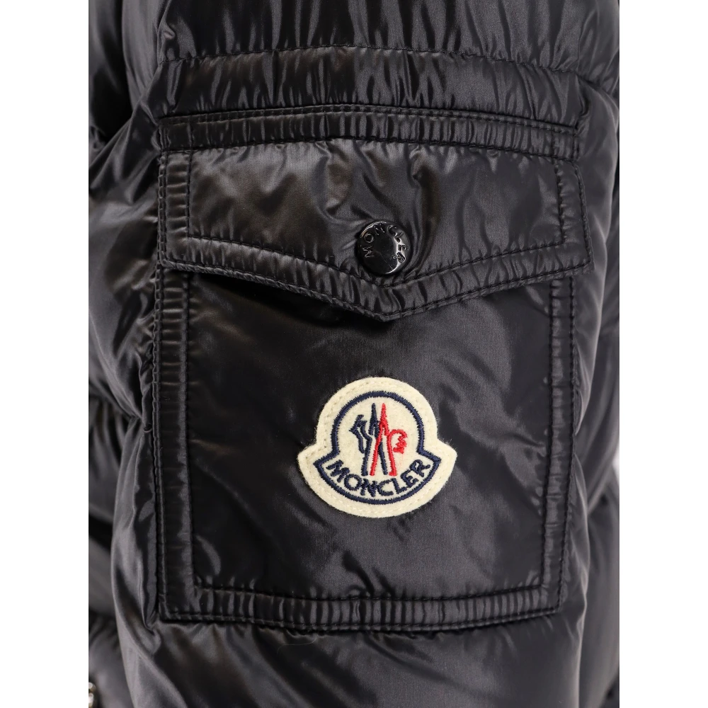 Moncler Gewatteerde jas met capuchon en rits Black Dames