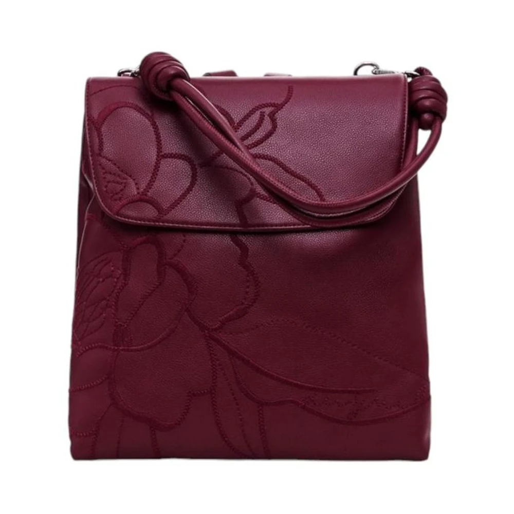 Desigual Stijlvolle Bordeaux Polyethyleen Rugzak Red Dames