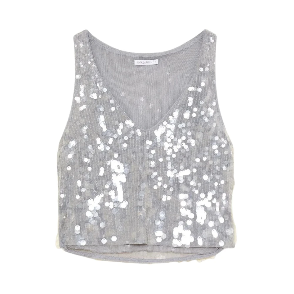 PATRIZIA PEPE Pailletten Ombre Top Gray Dames