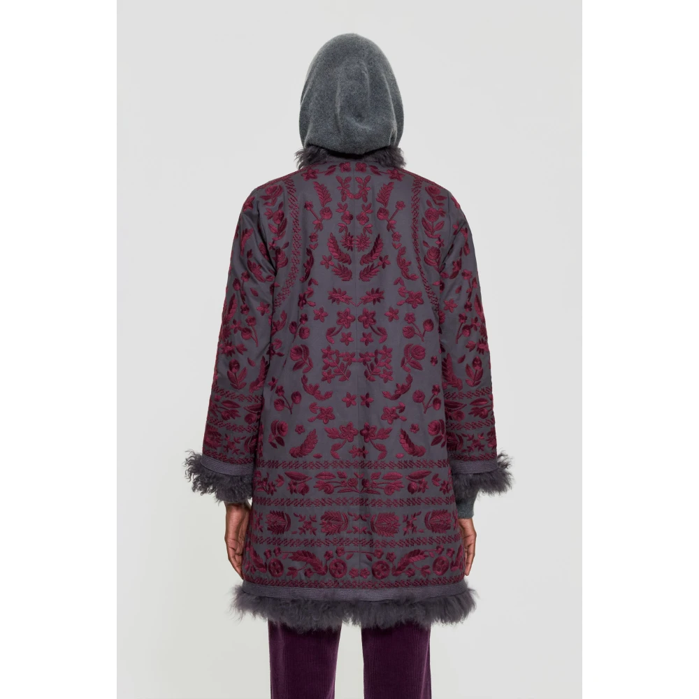 Antik batik Hendris geborduurde jas Purple Dames