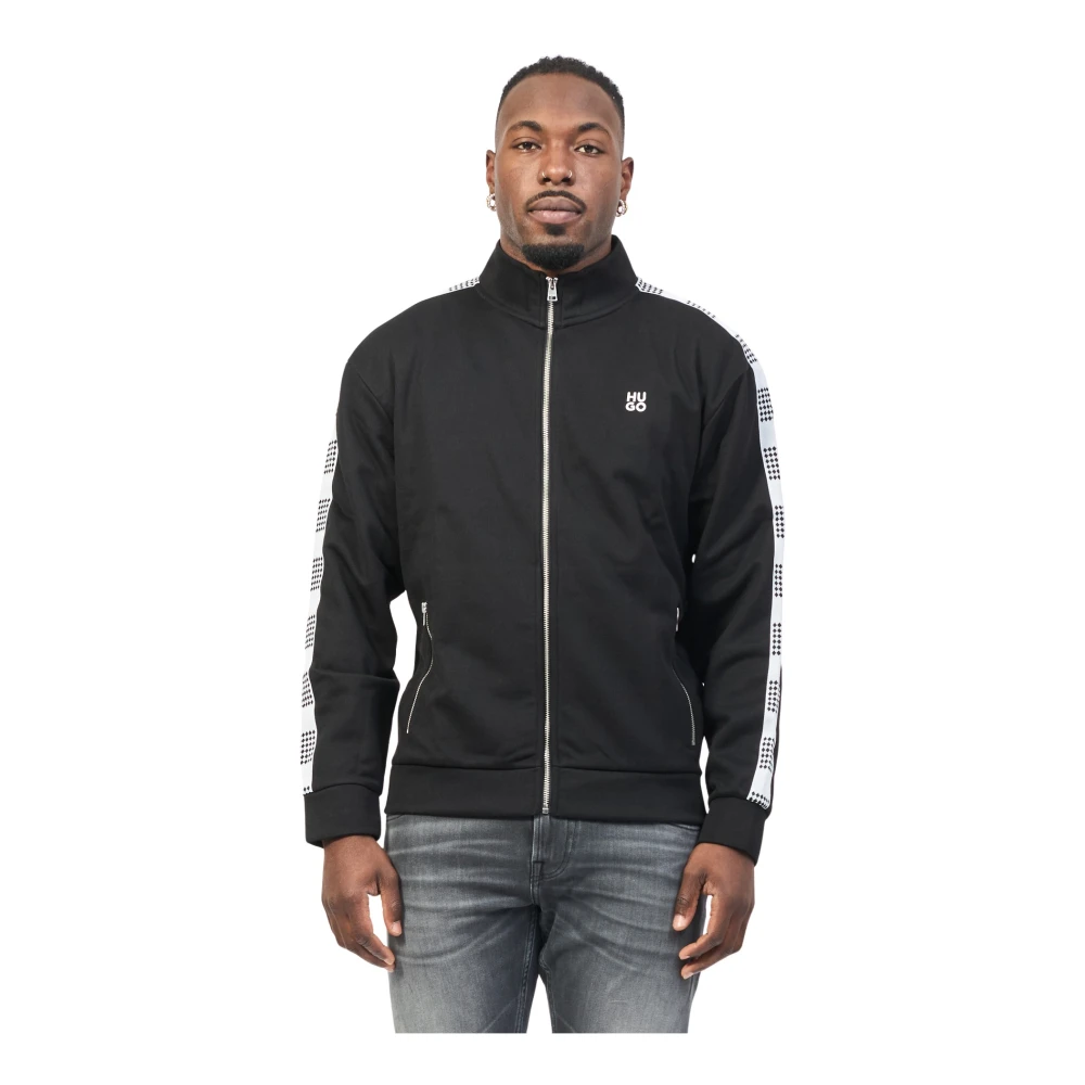 Hugo Boss Zwarte hoge hals volledige rits trui Black Heren