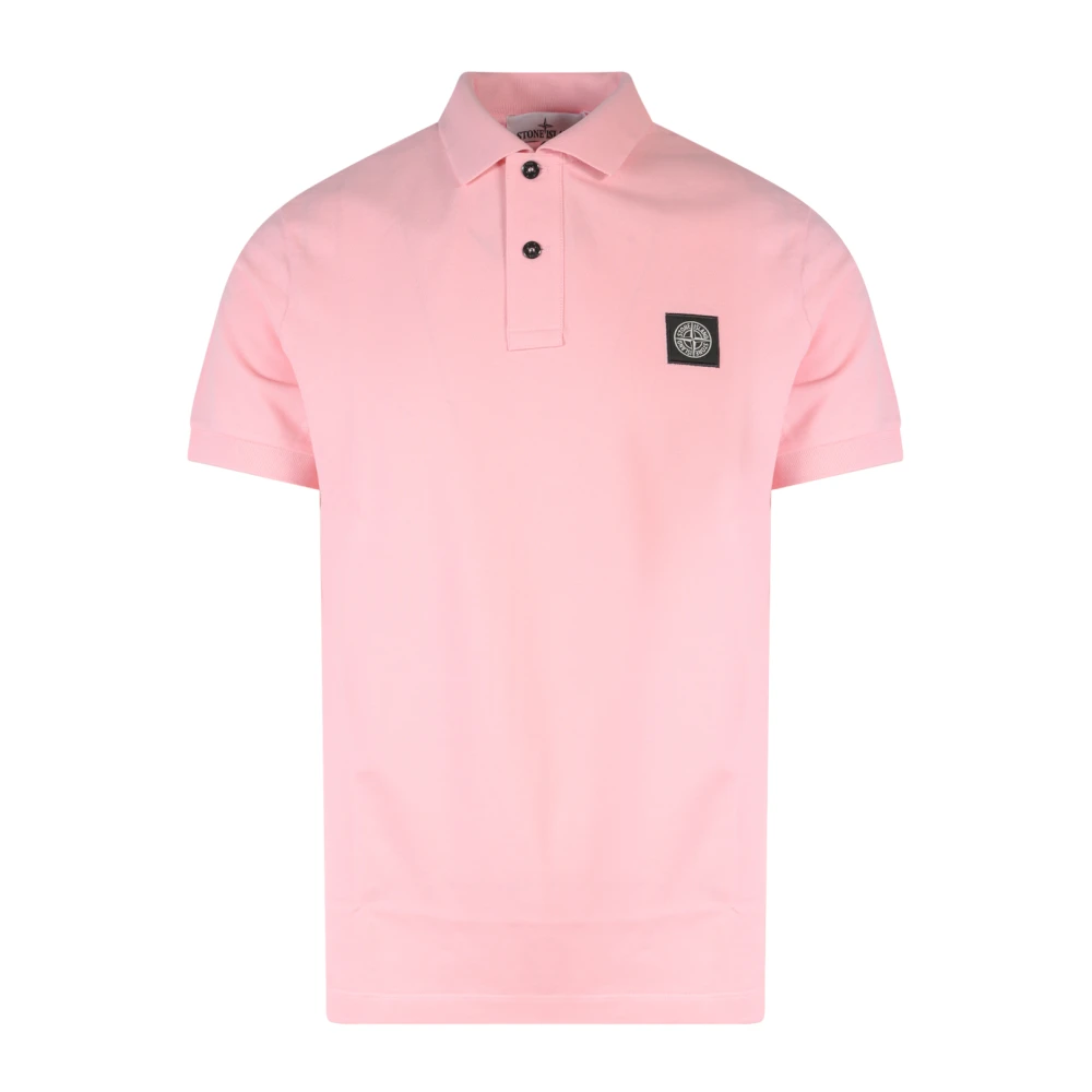 Stone Island Stretch Bomull Polo Shirt med Logo Pink, Herr