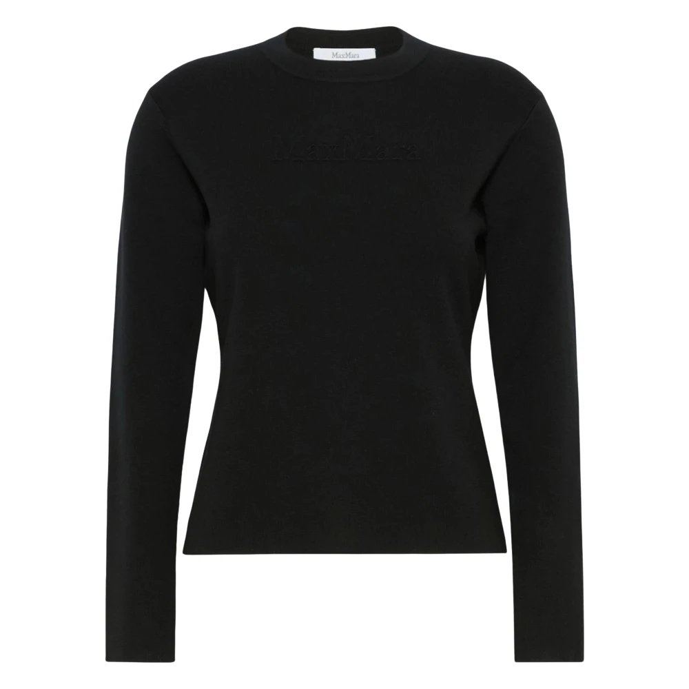 Max Mara , Round-Neck Knitwear, Female, Black, S, Maglia Canottiera Top