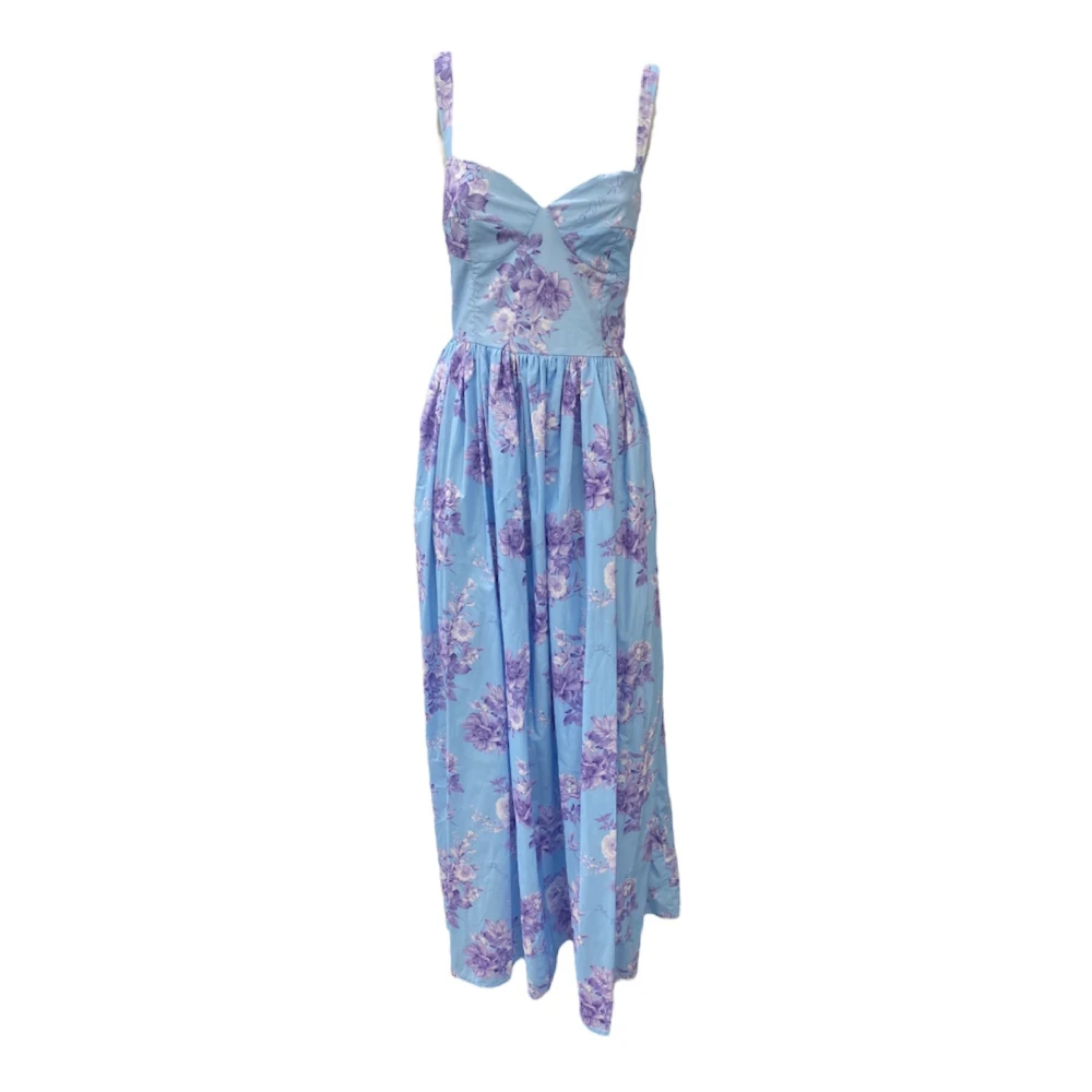 Giulia N Couture Lange Blauwe Bloemenjurk Multicolor Dames