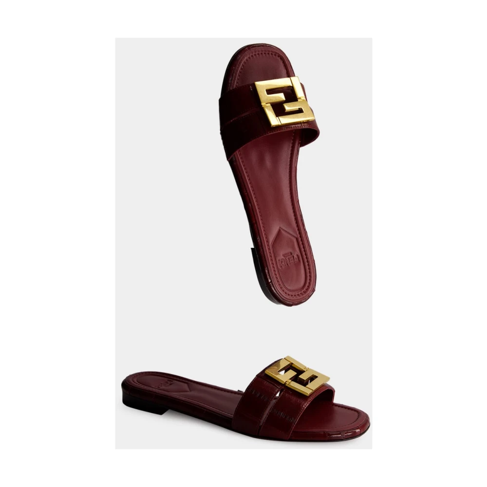 Fendi Bordeauxrode Leren Wrap Sandalen