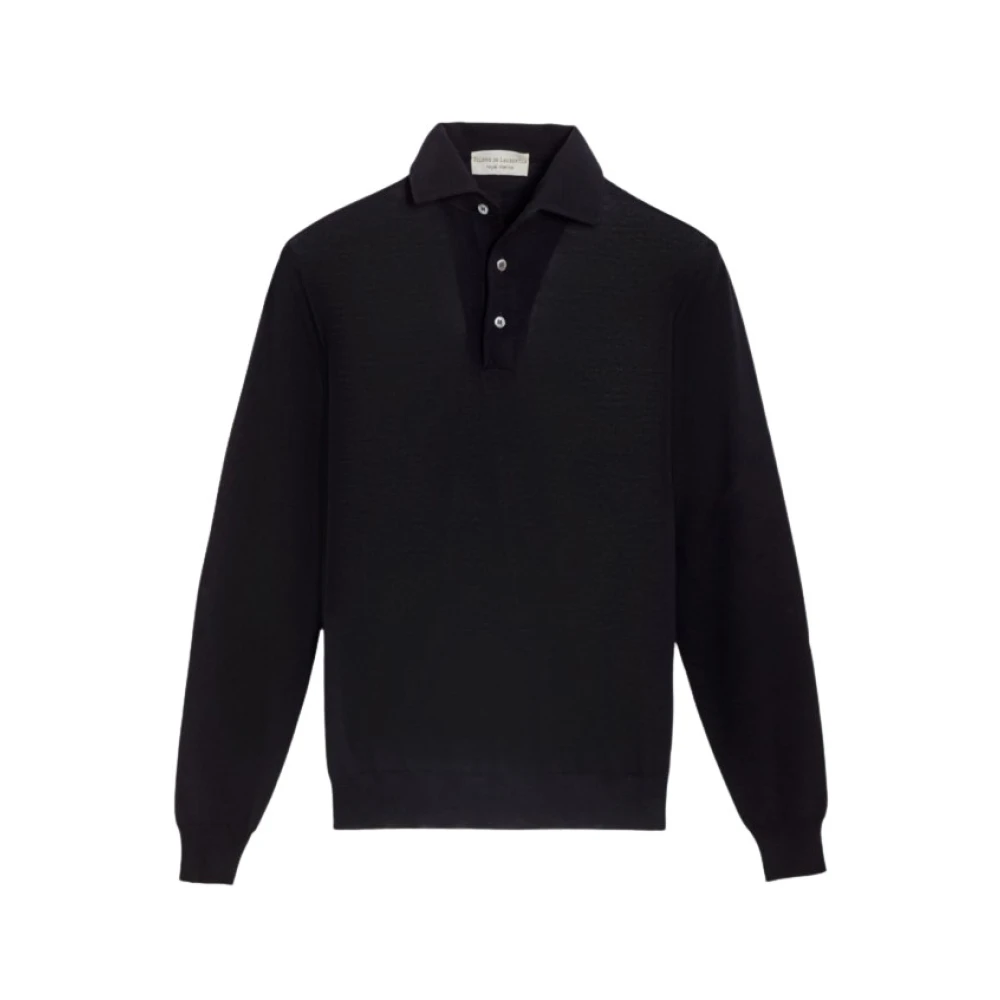 Filippo De Laurentiis Merino wol lange mouw polo Black Heren