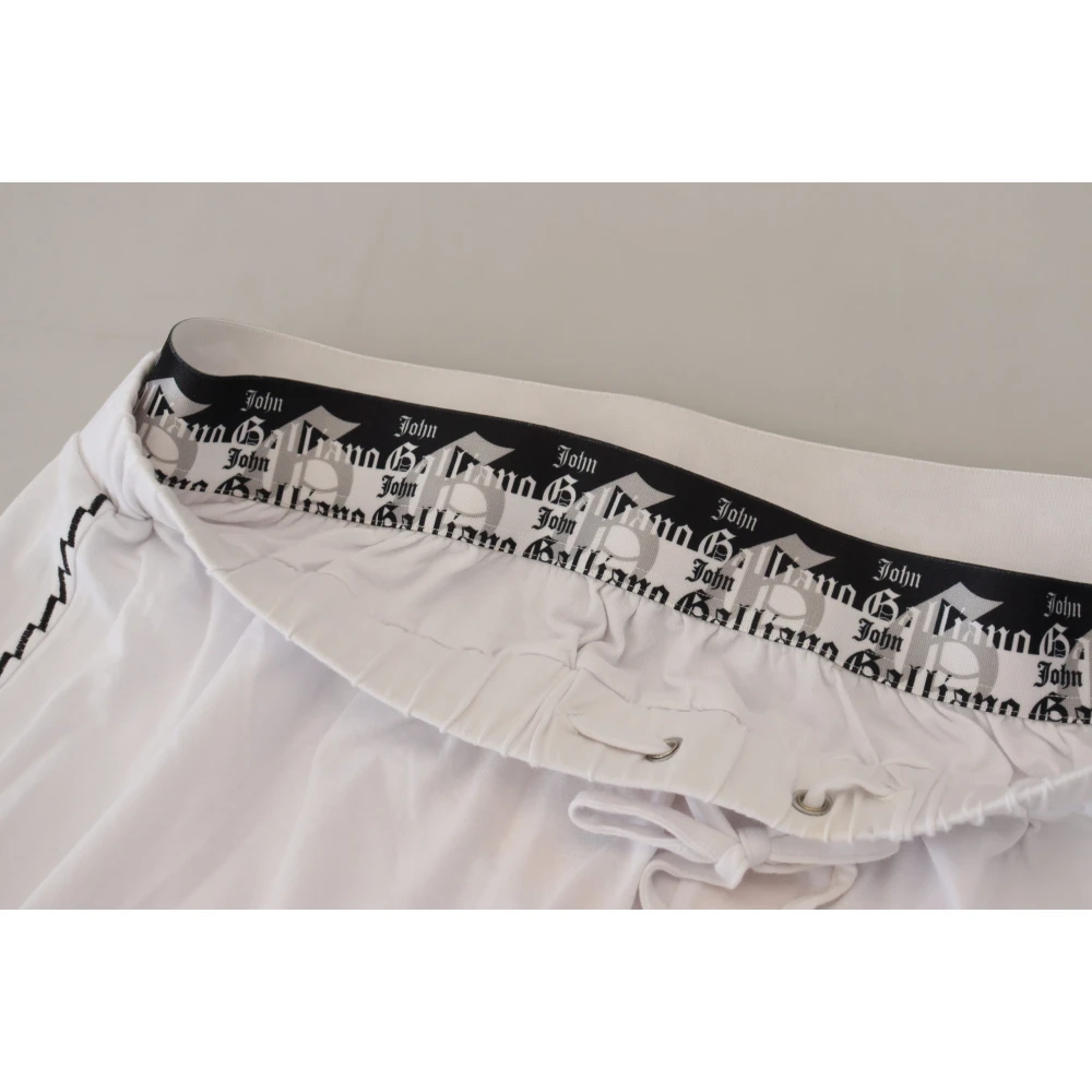 John Galliano Elegante wijde pijp katoenen broek White Heren